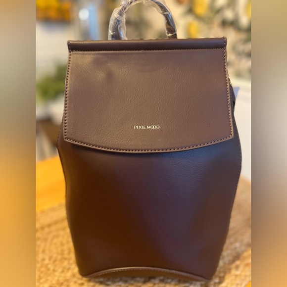 Pixie MoodKimi backpack in dark chocolate 100% vegan leather